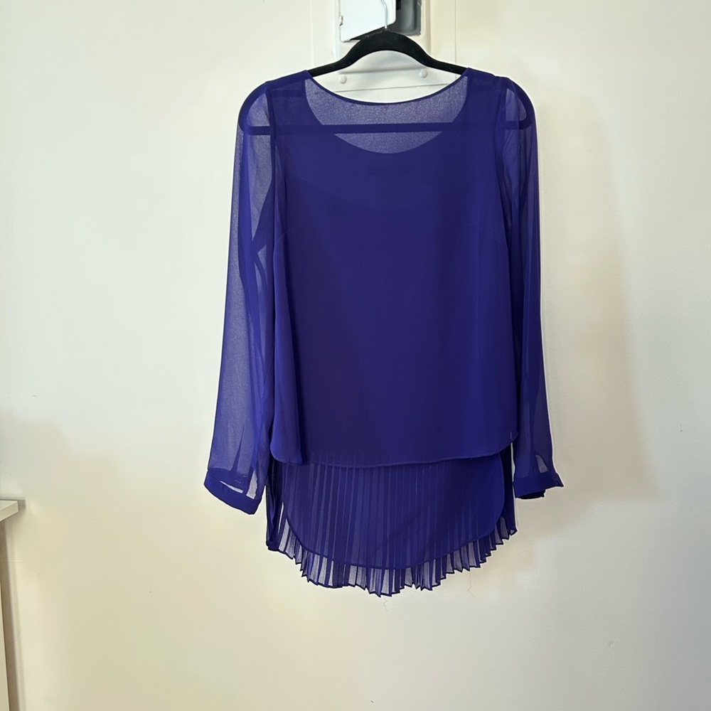 Badgley Mischka Royal Purple 100% Silk Blouse